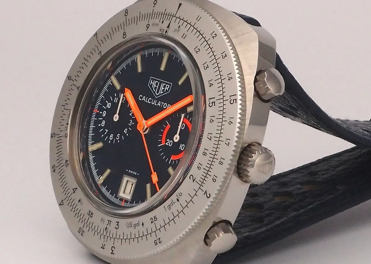 TAG HEUER CALCULATOR Chronographe TAG Heuer Calculator avec règle à calcul circulaire